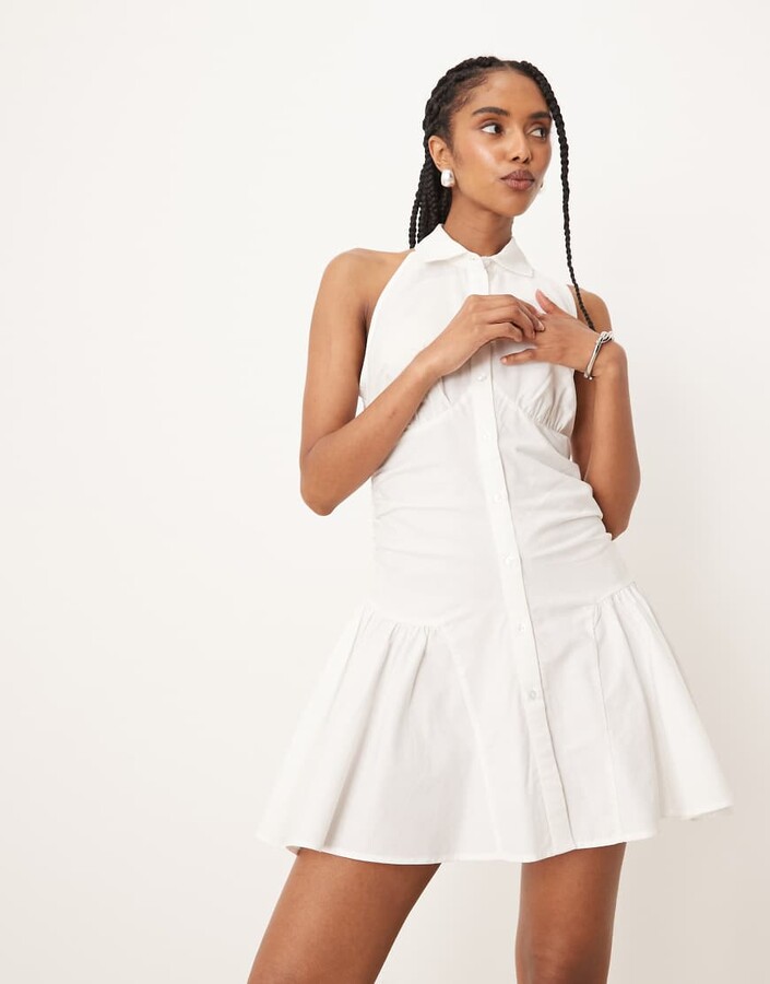 ASOS DESIGN sleeveless mini shirt dress in white