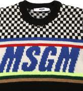 Thumbnail for your product : MSGM Logo Jacquard Acrylic Blend Knit Sweater