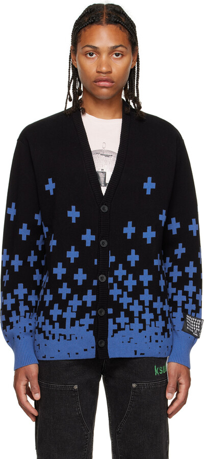 Ksubi Men's Night Swin Knit Cardigan in Blue, Size XL | End Clothing