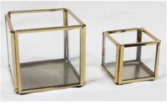 Bazar Deluxe Set of 2 Copper and Glass Square Photophores