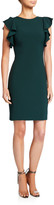 Thumbnail for your product : Love, Theia Keyhole-Back Flutter-Sleeve Crepe Sheath Dress