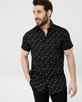 Thumbnail for your product : Le Château Shark Print Cotton Sateen Tailored Fit Shirt