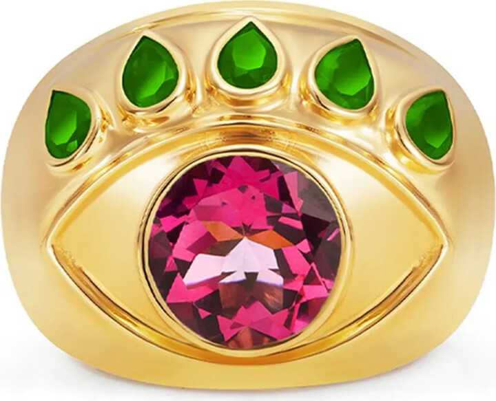 Nevernot 18kt yellow gold Ready To See You topaz and tsavorite ring