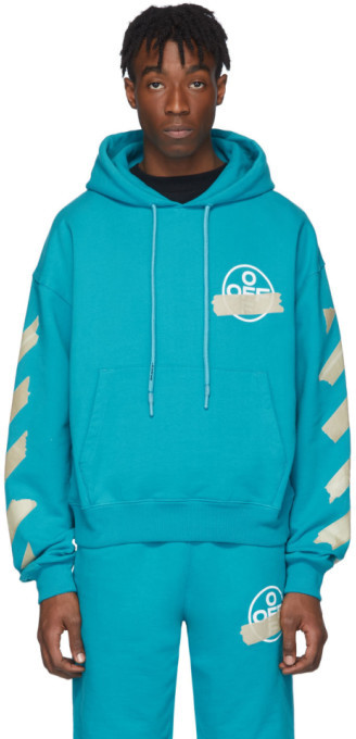 Off white blue tape hoodie Clearance