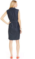 Thumbnail for your product : Jones New York Signature Sleeveless Belted Denim Shirtdress