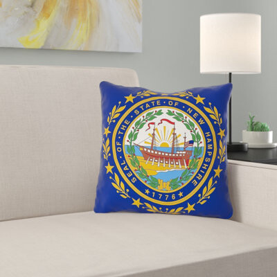 ArtVerse New Hampshire Flag in  Poly Twill/Throw Pillow-Concealed Zipper-Indoor