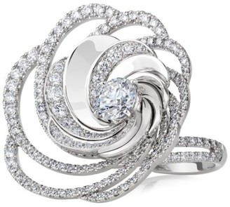 De Beers Aria 18K White Gold & Diamond Swirl Ring