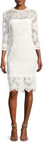 Thumbnail for your product : Trina Turk Divertida 3/4-Sleeve Floral Mesh Cocktail Dress, White
