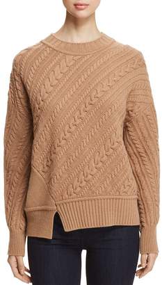 Max Mara Weekend Grolla Virgin Wool Asymmetric Cable-Knit Sweater