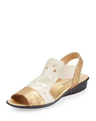Sesto Meucci Eddy Perforated Comfort Sandal, Platino Lusito/Gold