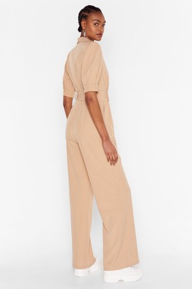 Nasty Gal Womens Another Notch on Your Belted Wrap Jumpsuit - Beige - 10