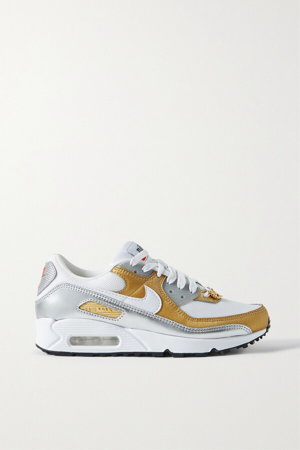 Nike Air Max 90 Se Embellished Metallic Leather-trimmed Mesh Sneakers - US6  - ShopStyle