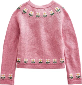 Boden Kids' Embroidered Floral Cardigan