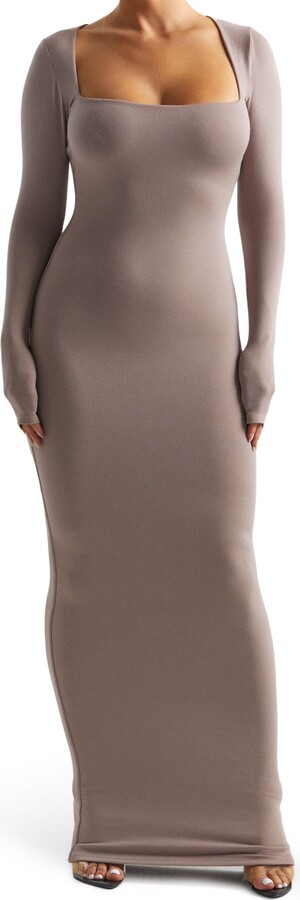 Naked Wardrobe Snatched V-Neck Long Sleeve Midi Dress - ShopStyle
