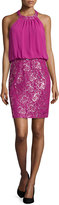 Thumbnail for your product : Aidan Mattox Shimmer-Lace & Chiffon Halter Dress, Passion