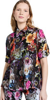 Short Sleeve Trapeze Top In Printed V 