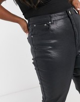 Thumbnail for your product : ASOS Curve DESIGN Curve high rise farleigh 'slim' mom jeans in coated black