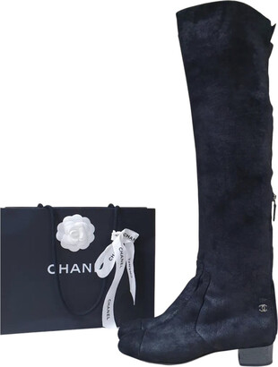 Chanel riding boots in quilted leather and suede For Sale at 1stDibs