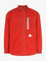 Thumbnail for your product : And Wander Mens Red Laser Long-sleeved Zip Pocket Shirt