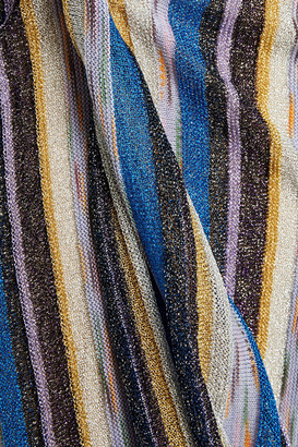 M Missoni Pleated Metallic Striped Knitted Midi Skirt
