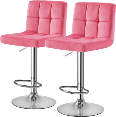 Swivel Upholstered Adjustable Bar Stool with Large Pedestal Base
