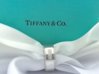 Tiffany & Co. 18K White Gold Century 0.10ct. Diamond Wedding Band Ring Size 8