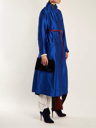 Roksanda Karel High Neck Wool Blend Coat - Womens - Blue