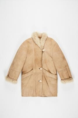 Urban Renewal Vintage One-Of-A-Kind Suede & Fur Coat Jacket - Cream M at Urban Outfitters