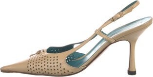 Chanel Interlocking CC Logo Leather Slingback Pumps