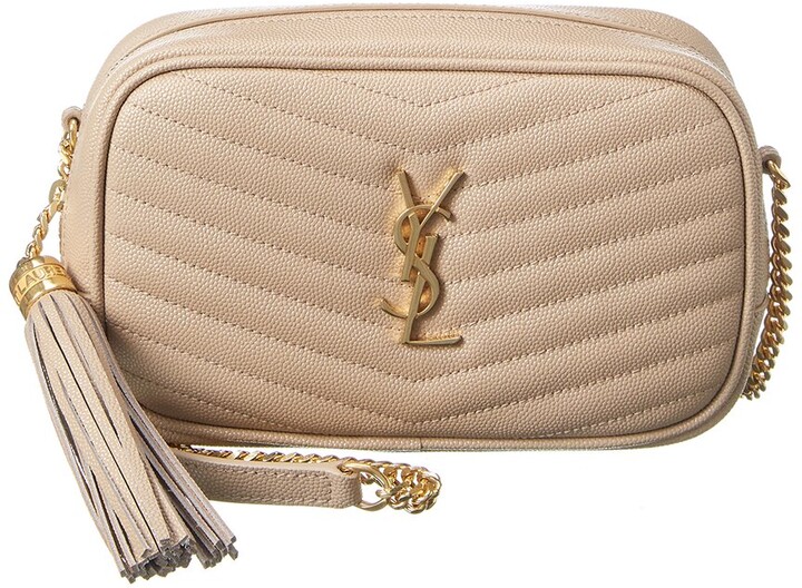 Saint Laurent Lou Mini Quilted Leather Cross-body Bag in Natural