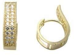 FreshTrends CZ Flair Elegance 14K Yellow Gold Huggie Earrings