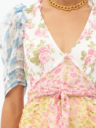 LoveShackFancy Arlo Floral-print Silk-georgette Mini Dress - Multi