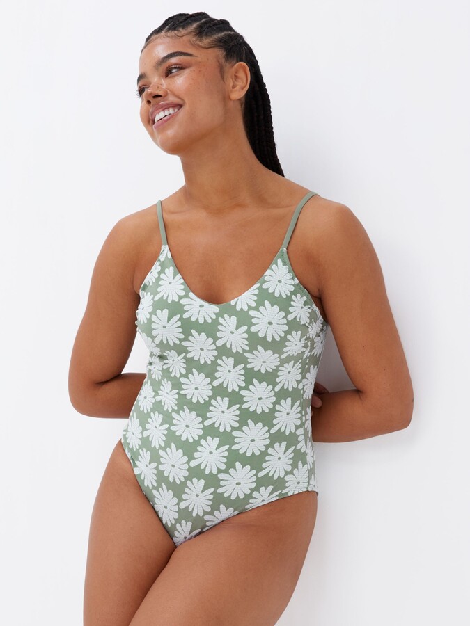 John Lewis ANYDAY Jacquard Floral Tie Back Swimsuit ShopStyle