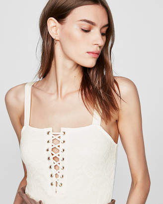 Express One Eleven Lace-Up Thong Bodysuit