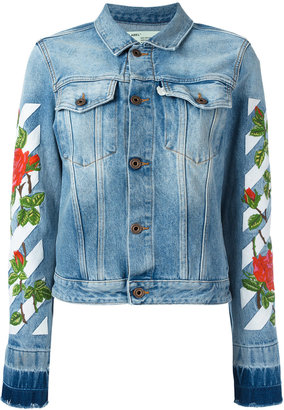 Off-White roses embroidery denim jacket