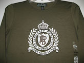 Thumbnail for your product : Ralph Lauren Womens Green Long Sleeve Silver Crest Printed Crew-Neck T-Shirt Nwt