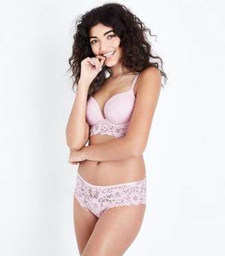New Look Pink Mixed Lace Longline Bra