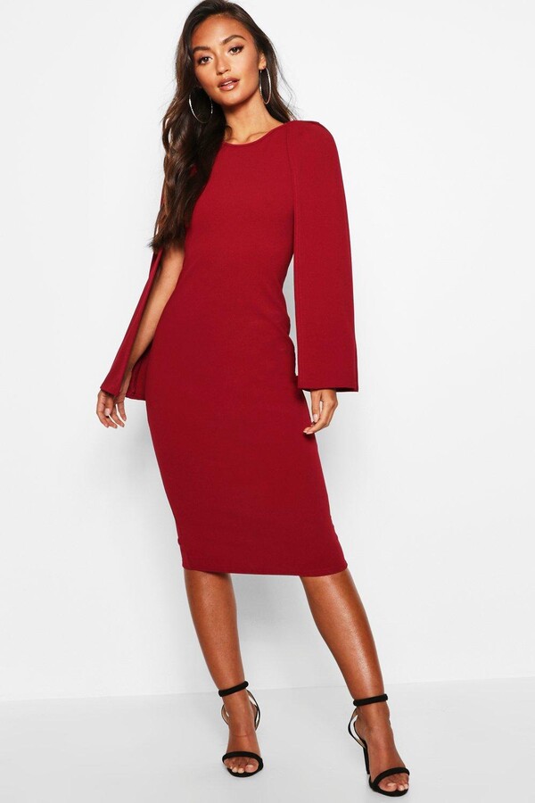midi cape sleeve dress