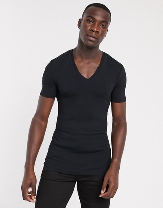 ASOS DESIGN Tall t-shirt with deep v neck in black