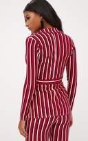 Thumbnail for your product : PrettyLittleThing Cobalt Stripe Belted Blazer