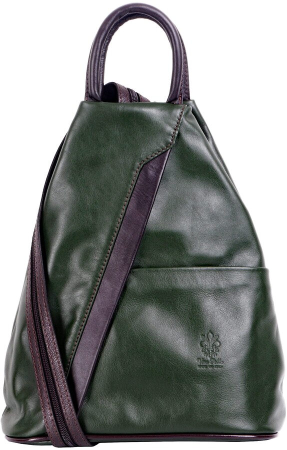 Primo Sacchi Italian Textured Leather Medium Multi Function Shoulder Bag Rucksack Backpack Purse 