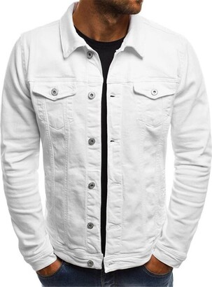 Men's Jacket Jean Denim Jacket Casual Slim Fit Button Down Trucker Jacket  Coat Fashion, M-3XL