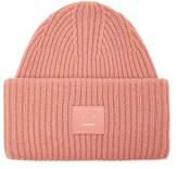Thumbnail for your product : Acne Studios Pansy N Face Ribbed Knit Wool Beanie Hat - Womens - Pink