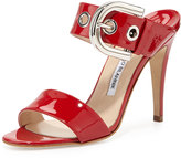 Thumbnail for your product : Manolo Blahnik Bila Double-Band Patent Sandal, Red
