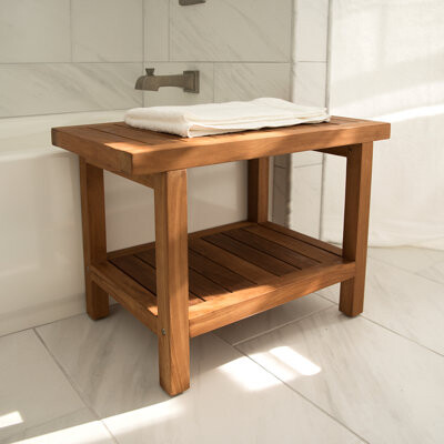 Millwood Pines Novick Teak Shower Bench
