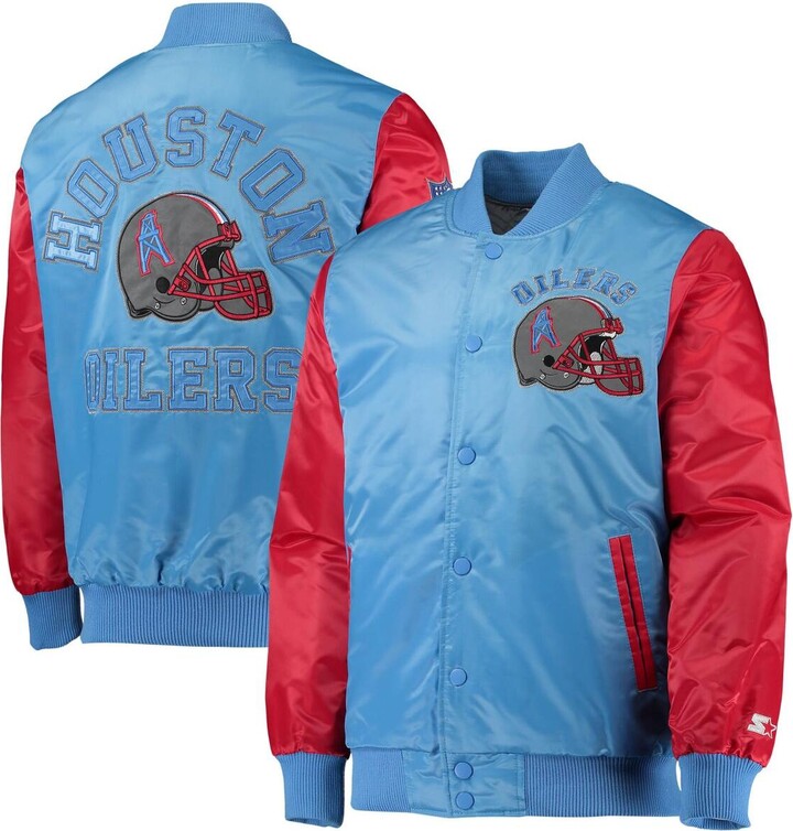 Men's Starter Light Blue and Red Houston Oilers Locker Room Throwback