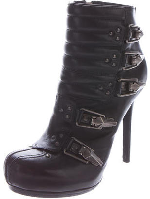 Alexander McQueen Leather Platform Ankle Boots