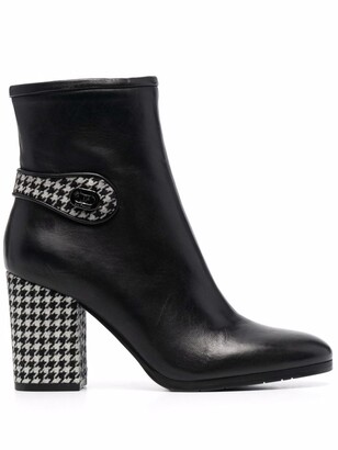 houndstooth boots black white