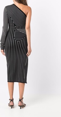 Rick Owens Geometric Stripe One-Shoulder Dress