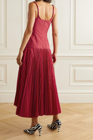 Thumbnail for your product : Proenza Schouler Pleated Cotton-blend Poplin Dress - Red